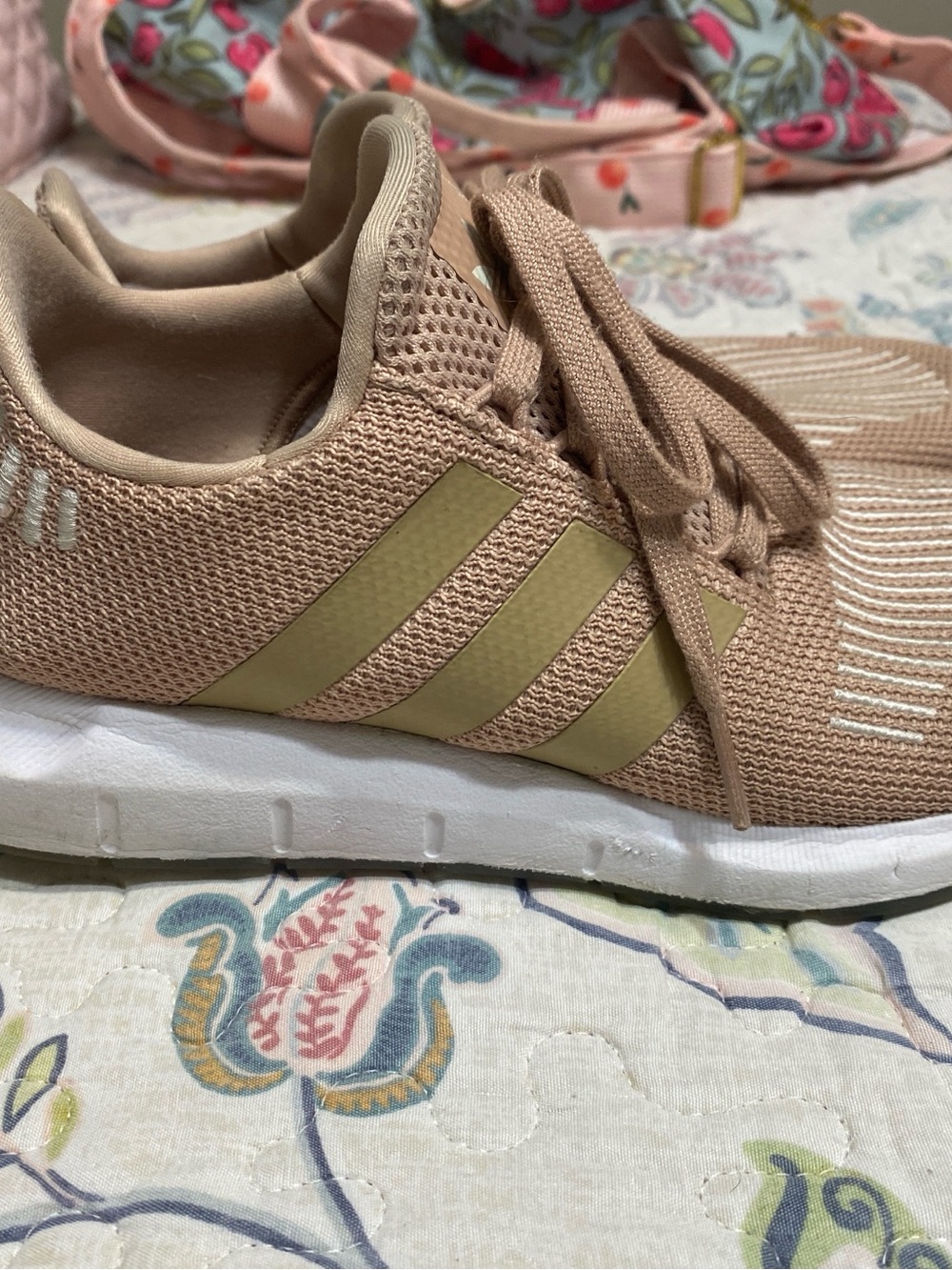 Adidas Women's Blush Knit Lace-Up Sneakers - Gold Stripes